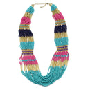 Gold Multicolor Seed Bead Statement Layer Necklace