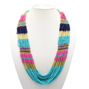 Gold Multicolor Seed Bead Statement Layer Necklace