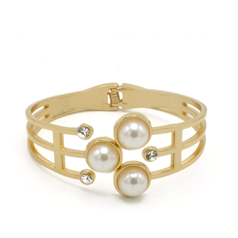 GOLD CREAM PEARL AND CRYSTAL BRACELET