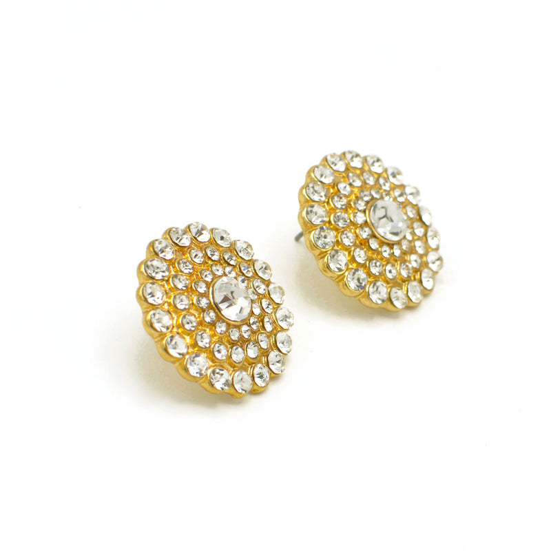 GOLD ROUND CRYSTAL EARRINGS