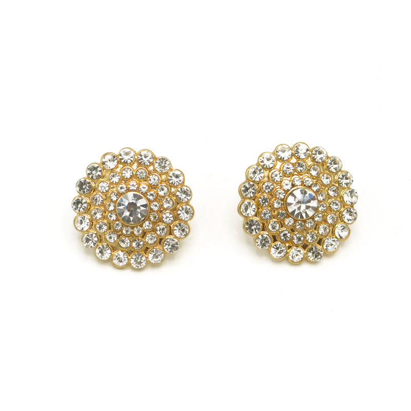 GOLD ROUND CRYSTAL EARRINGS