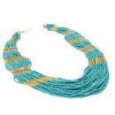 GOLD TURQUOISE SEED BEAD STATEMENT NECKLACE