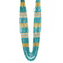 GOLD TURQUOISE SEED BEAD STATEMENT NECKLACE