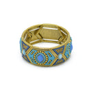 GOLD BLUE AND TURQUOISE STRETCH  BRACELET