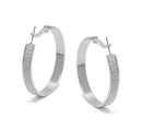 RHODIUM AND SILVER GLITTERING HOOP EARRINGS