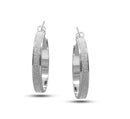 RHODIUM AND SILVER GLITTERING HOOP EARRINGS
