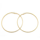 GOLD 3.25" INCH DIAMETER LARGE AND THIN HOOP ROUND EARRINGS