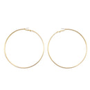GOLD 3.25" INCH DIAMETER LARGE AND THIN HOOP ROUND EARRINGS