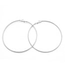 SILVER  3.25" INCH DIAMETER LARGE AND THIN HOOP ROUND EARRINGS