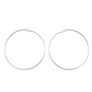 SILVER  3.25" INCH DIAMETER LARGE AND THIN HOOP ROUND EARRINGS