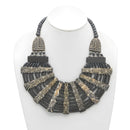 DARK BROWN RESIN AND BONE STATEMENT NECKLACE