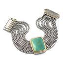 TWO TONE TURQUOISE MULTI STRANDS MAGNETIC CLASP BRACELET