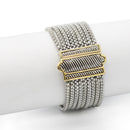 TWO TONE TURQUOISE MULTI STRANDS MAGNETIC CLASP BRACELET