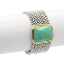 TWO TONE TURQUOISE MULTI STRANDS MAGNETIC CLASP BRACELET