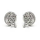 TWO TONE CRYSTAL MARCASITE FINISH ROUND EARRINGS