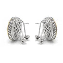 TWO TONE CRYSTAL MARCASITE FINISH ROUND EARRINGS