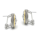 TWO TONE CRYSTAL MARCASITE FINISH ROUND EARRINGS