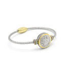 TWO TONE CRYSTAL MARCASITE FINISH  TWISTED ROPE  BRACELET