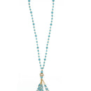 TURQUOISE AND CRYSTAL TASSEL NECKLACE AND EARRINGS SET