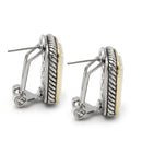 TWO TONE MOTHER OF PEARL ENGRAVED STUD EARRING