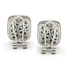 TWO TONE MOTHER OF PEARL ENGRAVED STUD EARRING