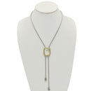 TWO TONE MOTHER OF PEARL PENDANT ENGRAVED TASSEL NECKLACE