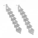 Rhinestones Crystal Silver Chandelier Drop Earrings