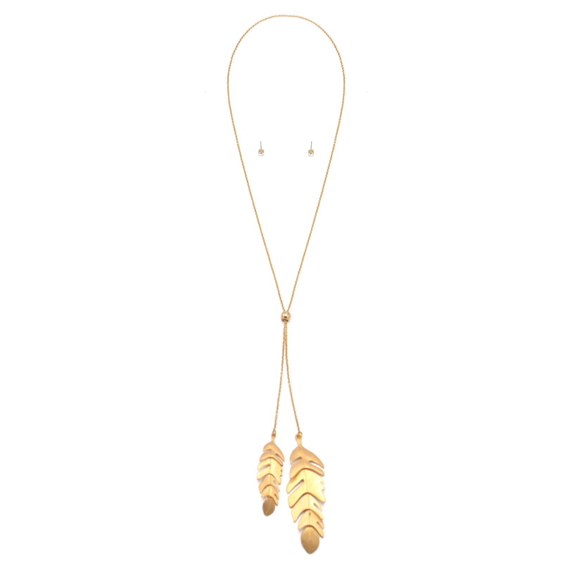 GOLD TASSEL NECKLACE AND EARRINGS SET