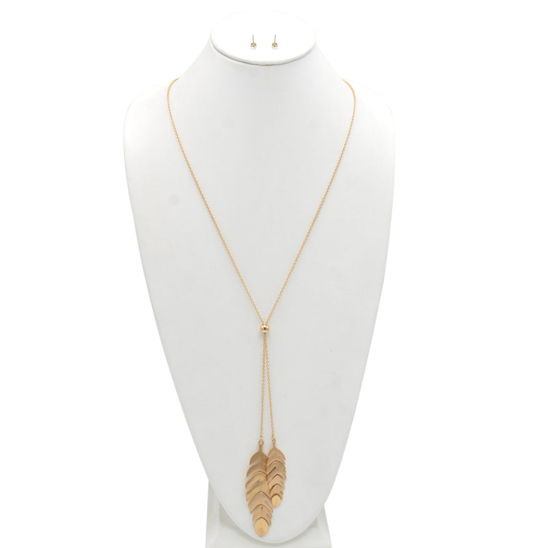 GOLD TASSEL NECKLACE AND EARRINGS SET