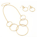 GOLD INTERLOCKING CIRCLE NECKLACE AND EARRINGS SET