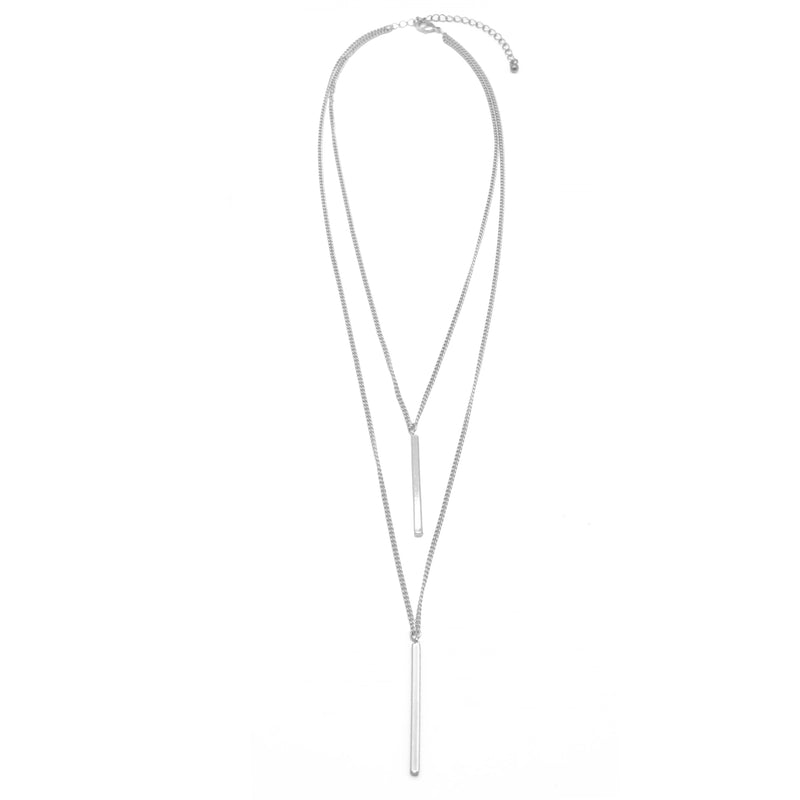 SILVER  VERTICAL BAR  LAYER NECKLACE