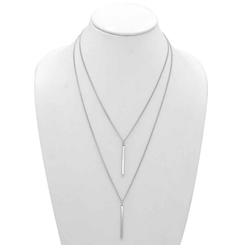 SILVER  VERTICAL BAR  LAYER NECKLACE