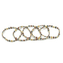 3TONE HAMMERED METAL BEAD MEMORY WIRE STRETCH BRACELET