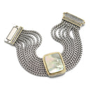 TWO TONE MOTHER OF PEARL MULTI STRANDS MAGNETIC CLASP BRACELET