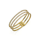 GOLD RHINESTONE CRYSTAL 3 ROW MEMORY COIL WIRE BRACELET