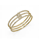 GOLD RHINESTONE CRYSTAL 3 ROW MEMORY COIL WIRE BRACELET