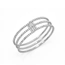 SILVER RHINESTONE CRYSTAL 3 ROW MEMORY COIL WIRE BRACELET