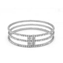 SILVER RHINESTONE CRYSTAL 3 ROW MEMORY COIL WIRE BRACELET