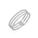 SILVER RHINESTONE CRYSTAL 3 ROW MEMORY COIL WIRE BRACELET