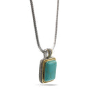 TWO TONE TURQUOISE ENGRAVED PENDANT NECKLACE