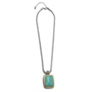 TWO TONE TURQUOISE ENGRAVED PENDANT NECKLACE