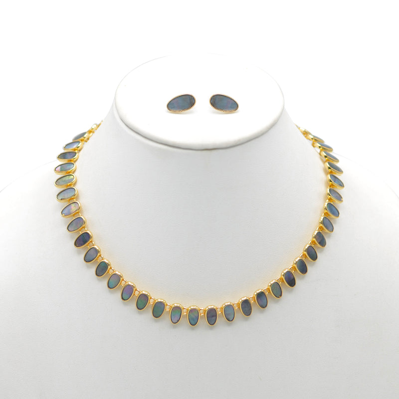 GOLD ABALONE NECKLACE AND EARRINGS SET