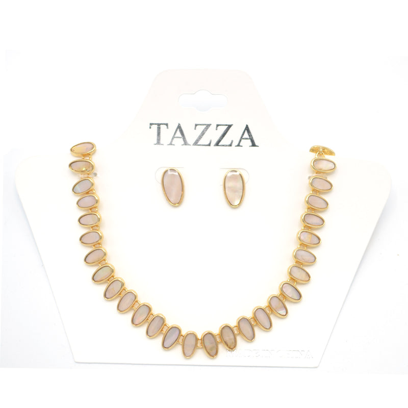 MOTHER OF PEARL GOLD NECKLACE AND EARRINGS SET