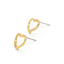 GOLD CRYSTAL HEART POST EARRINGS