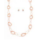 ROSE GOLD CRYSTAL WIRE MESH NET TUBE COLLECTION NECKLACE INSIDE CRYSTAL WIRE MESH EARRINGS AND NECKLACE SET