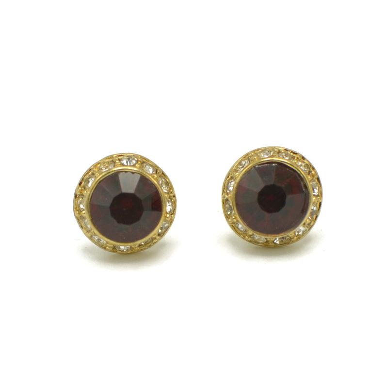 GOLD RED CRYSTAL POST EARRINGGFE2053GDRED(TE4)