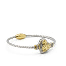 TWO TONE ENGRAVED HEART CLASSIC CABLE BRACELET