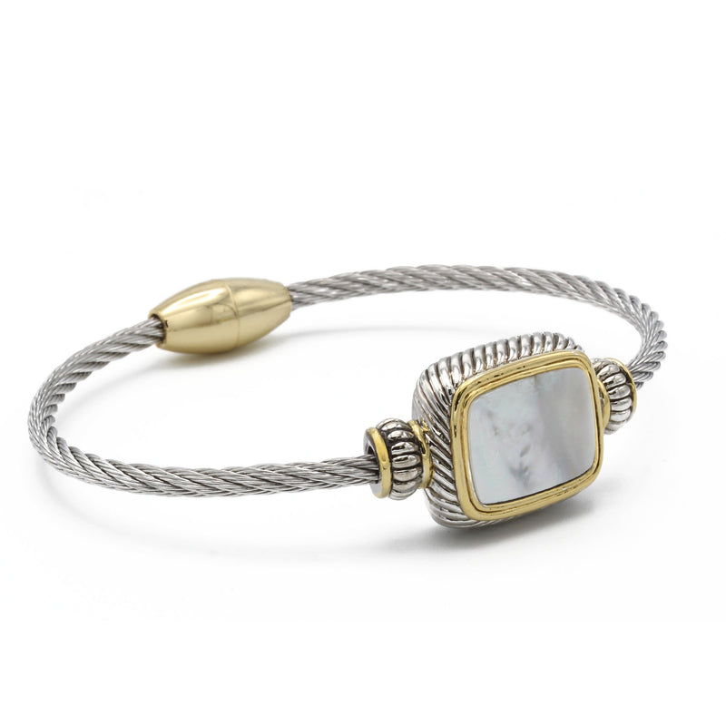 TWO TONE MOTHER OF PEARL CLASSIC CABLE BRACELET