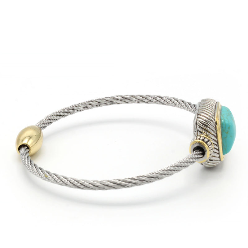 TWO TONE TURQUOISE CLASSIC CABLE BRACELET