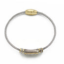 TWO TONE PAVE CRYSTAL ENGRAVED CLASSIC CABLE BRACELET